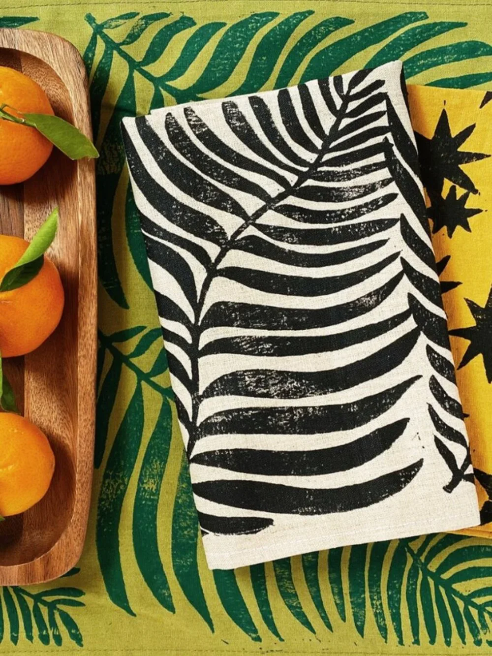 JULIE PEACH Blockprint Napkins Black and White (3 Pairs)